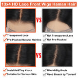 250% Density HD Lace Front Wigs Human Hair 28 inch 13x4 Straight Lace Front Wigs Human Hair pre plucked Bleached Knots Transparent Lace Frontal Wig for Women (250% Density Straight Wigs, 28inch)