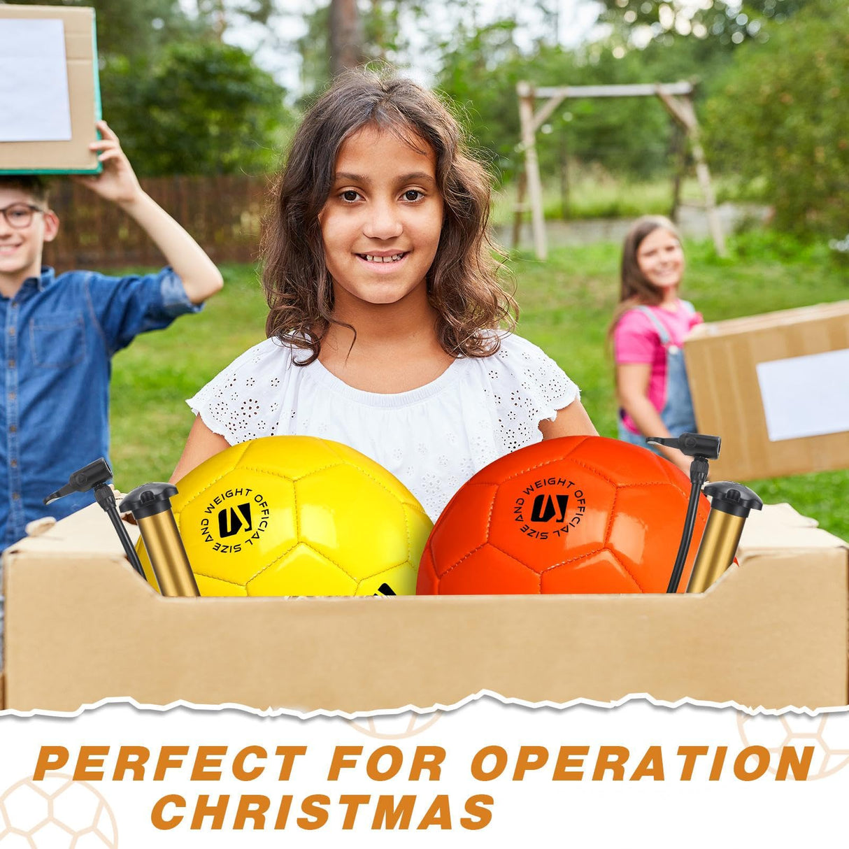 Glimin 6 Pcs Operation Christmas Soccer Ball Bulk with Pump Needles, Official Deflated Soccer Ball Gift for Youth Adult Game Training Practice Christian Charity Donation(Bright Color,Size 4,Fresh)