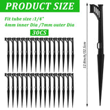 30 Pcs 12.8" Irrigation Drip Support Stakes 1/4 Inch Drip Irrigation Stakes for 1/4 Inch Drip Irrigation Tubing Hose Holder Drip Irrigation Support Stakes for Gardens Irrigation Supplies