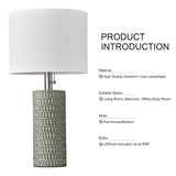 Reaketon Table Lamps for Living Room Set of 2, Ceramic Table Lamps for Bedroom, 20" Modern Lamps for Night Stands, Green