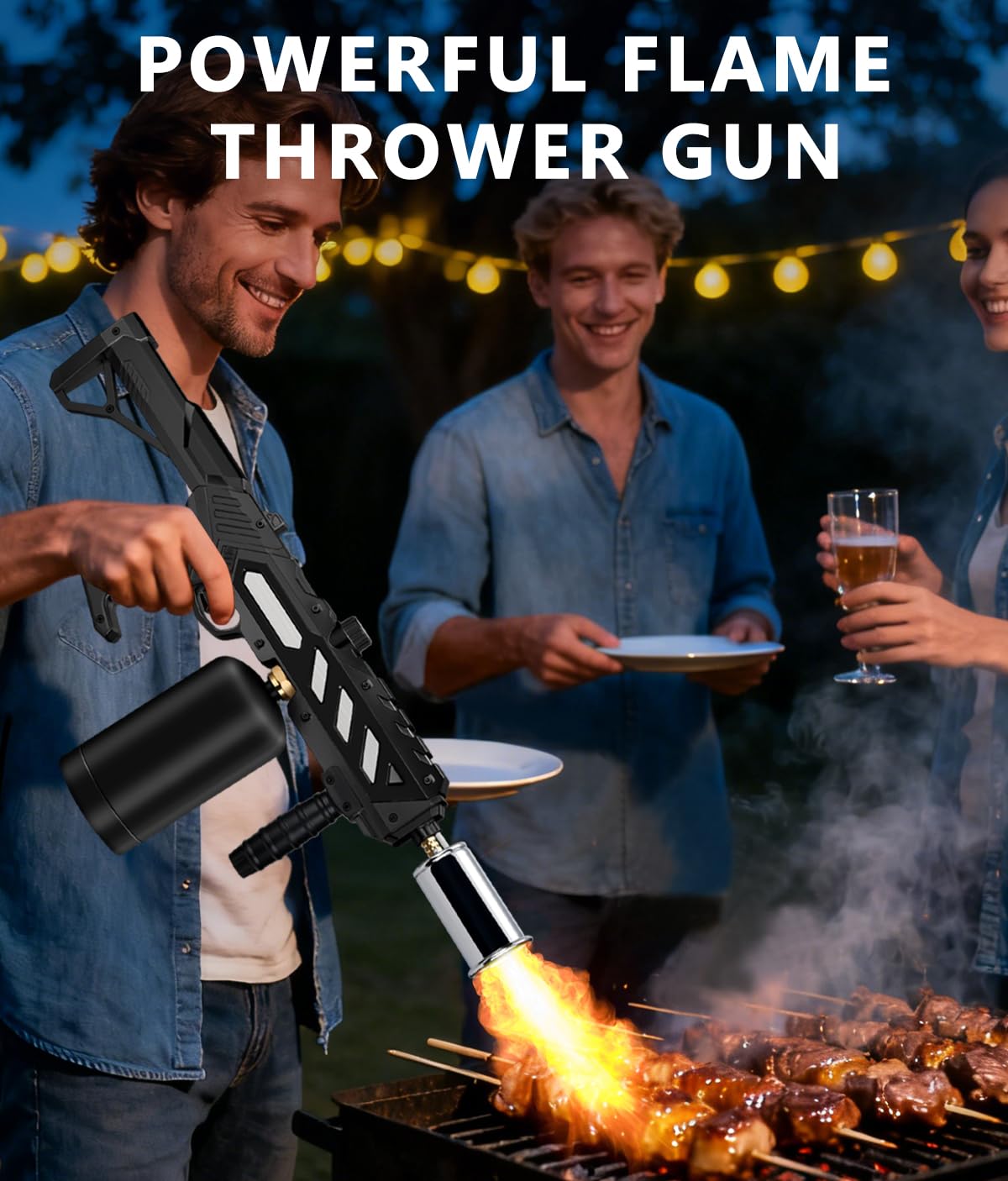 Powerful Propane Torch with Detachable Design, Kitchen Blow Torch Gun with Adjustable Flame, Torch Burner Flamethrower for BBQ, Charcoal Lighter, Campfire, Weeding (Tank Not Included)