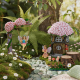 Landoraloria Miniature 8 Pcs Mini Garden Furniture, Fairy Garden Accessories Kit, Resin Figurines with Swing Set, Whimsical Theme, for Outdoor Patio, Yard, Lawn, or Desk