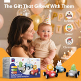 hahaland Toy Cars for Toddlers 1-3 - Push and Go Cars Musical Light up Toys for 1 Year Old Boy Gifts, Friction Powered Car Toddler Toys for One Year Old Birthday Christmas Baby Boy Girls Gifts, 3 PCS