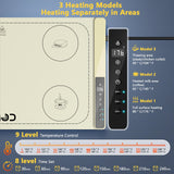 Food Warming Mat with 3-Zone Heating Mode, Redagod Electric Warming Tray with 9 Temperature & 8 Timer Settings, Hook and Roll Up Storage, Portable Countertop Food Heating Mat for Home Daily Use, Beige