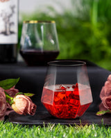 BESTSTAR 40 PCS Clear 12 Oz Plastic Wine Whiskey Glasses, Diamond Stemless Unbreakable Disposable Wine Glasses for Parties, Ideal for Weddings, Christmas, Halloween,Holidays,pool party,Daily Use