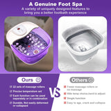 Foot Spa Bath Massager with Heat [2025 Upgraded], Vibration, Temperature Control, Jets, Bubbles and Epsom Salt, Foot Bath Soak Tub with 22 Massage Rollers, Feet Soaking Tub for Relaxation, Purple