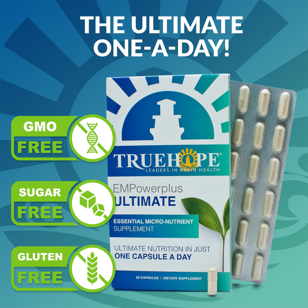 Truehope EMPowerplus Ultimate Capsules - Once-a-Day Brain, Energy and Focus Supplement - Ultra-High Concentration and World-Class Absorption - 30 Capsules