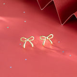 SLUYNZ Solid 925 Sterling Silver Tiny Bow Earrings Stud for Women Teen Girls Small Bowknot post Stud Earrings (B-Gold Plated)