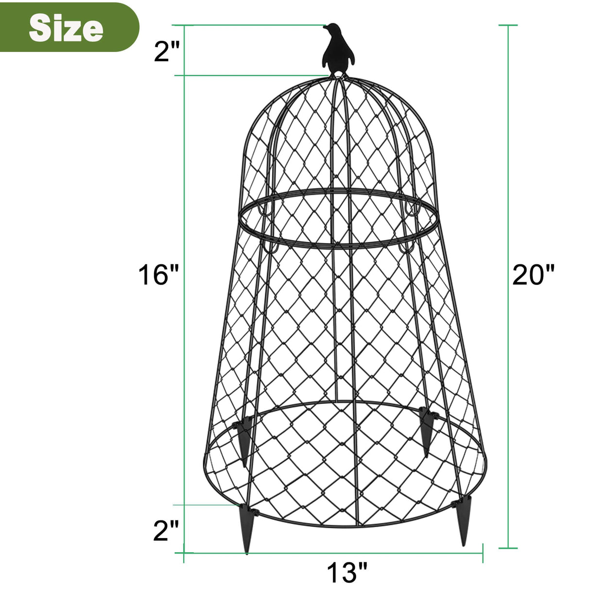 TAOMENNI Garden Cloches for Plants, Chicken Wire Cloche, Plant Cloche and Cages, Wire Plant Protectors from Animals, Protection for Your Plants and Seedlings, Heavy-Duty, 13" D x 20" H, Pack of 6