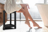 ONSGLM Shower Stool - Corner Bench Seat with HDPE Waterproof Shaving Legs, Baffle Storage Shelf, Indoor/Outdoor Use, Black