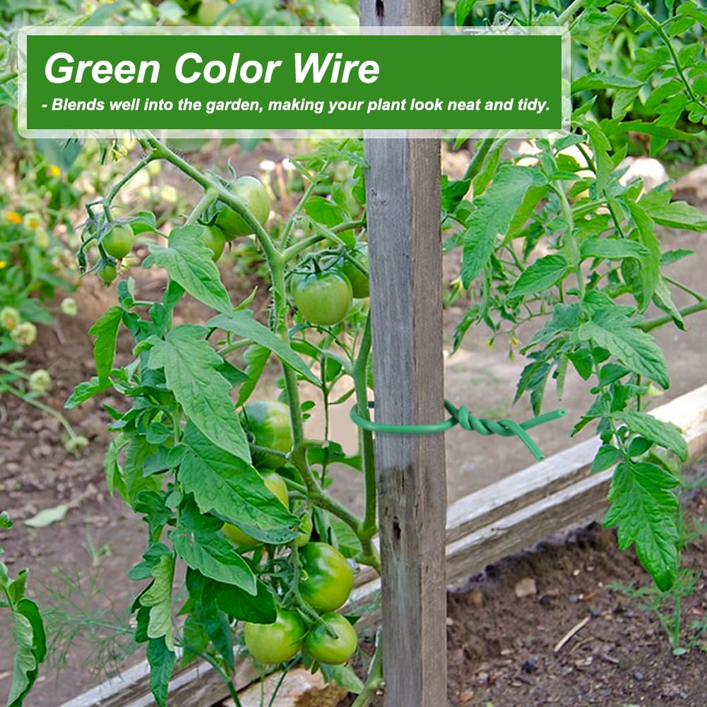Shintop 3.5mm Plant Ties, 164ft Green Garden Wire for Climbing Plants