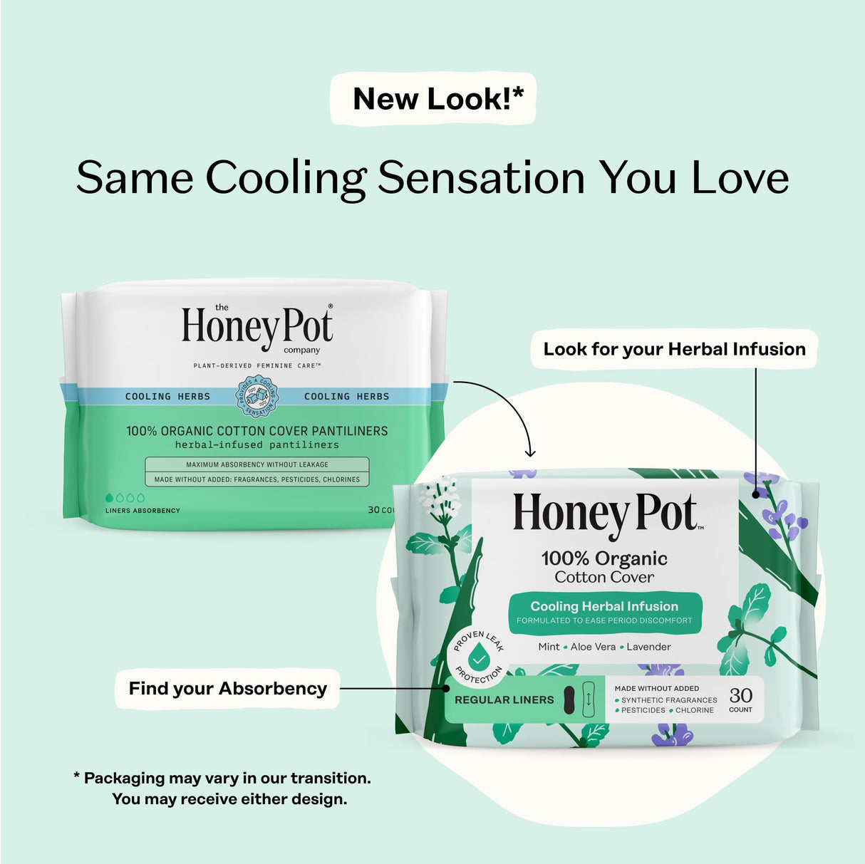 The Honey Pot Company - 120 ct - Herbal Everyday Panty Liners for Women - Infused w/Essential Oils for Cooling Effect & Organic Cotton Cover - Feminine Care - FSA & HSA Eligible