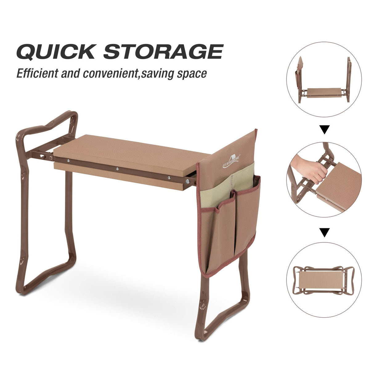 Clarfey Garden Kneeler and Seat, Garden Folding Bench with Tool Pocket, Garden Gloves and Soft EVA Kneeling Pad