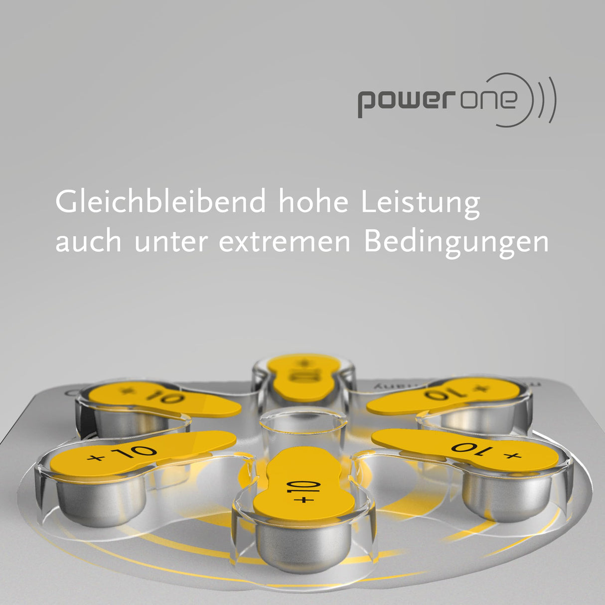 Power one Hörgerätebatterien Typ 10 gelb, Batterien 60 Stück Vorratspack, wireless approved, Größe p10 für Hörgeräte und Hörhilfen, high hearing level, quecksilberfrei, Made in Germany