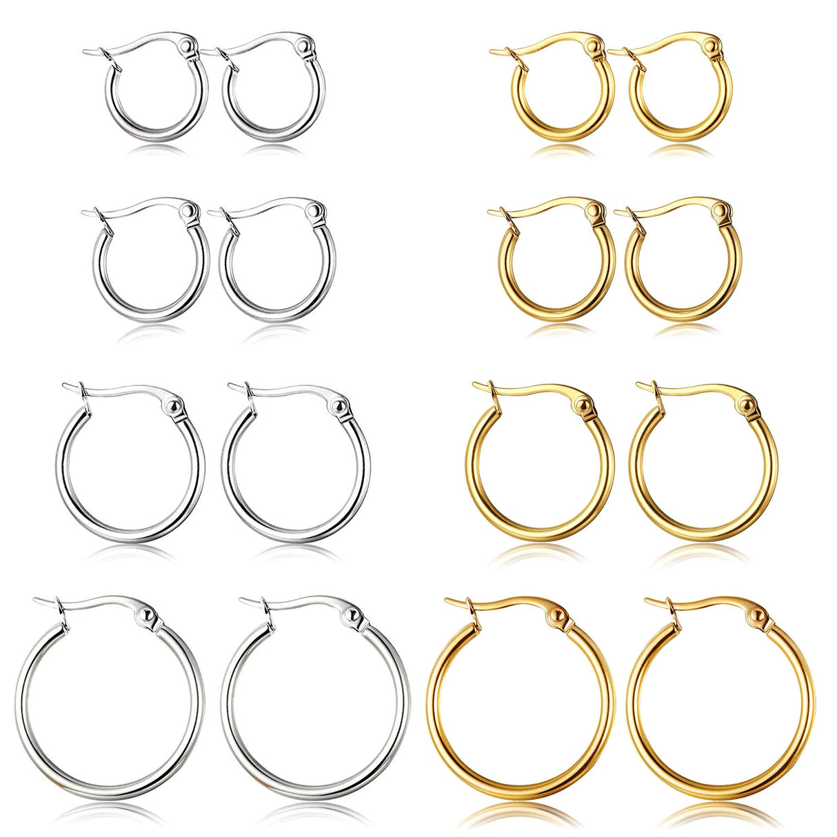 ORAZIO Stainless Steel Hoop Earrings Set Huggie Earring Stacks Women