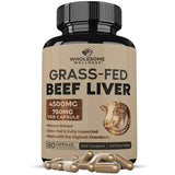 Wholesome Wellness Grass Fed Desiccated Beef Liver Capsules (180 Pills, 750mg Each) - Natural Iron, Vitamin A, B12 for Energy - Raised Undefatted in New Zealand Without Hormones or Chemicals