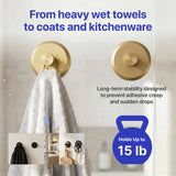 HOME SO Suction Cup Hooks for Shower & Bathroom Towel Holder 2-Pack – Suction Cups Hooks for Hanging Towels, Robes, & Coats - Tiles, Glass Door or Mirror – Shower Hooks & Towel Hooks Organizer - Gold