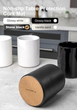 Nucookery Ceramic Kitchen Utensil Holder for Countertop, 6.4" Stone Black