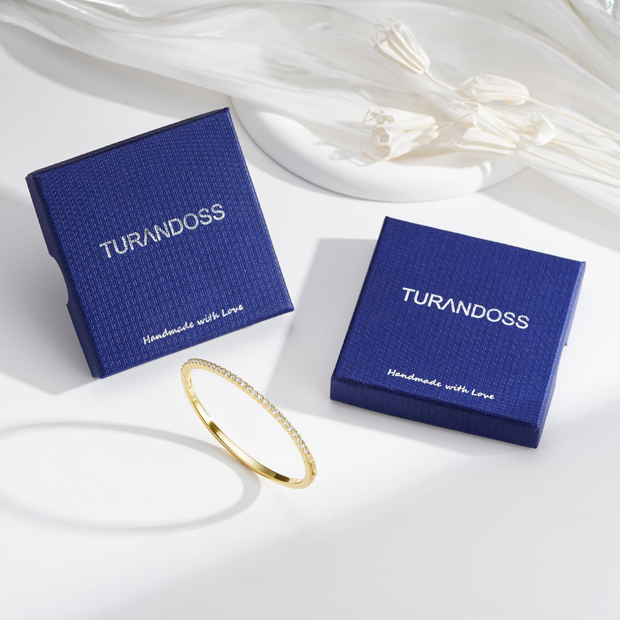 Turandoss Dainty Tennis Bangle Bracelets for Women