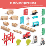 Tiny Land 39 Pcs Wooden Train Set for Toddler Ages3+ with Wooden Tracks