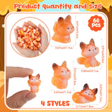 Geelin 60 Pcs Mini Resin Fox Figures Bulk Cute Miniatures Figurines Tiny Woodland Animal Tabletop Tray Statue Woodland Animals Favors for Home Desktop Landscape Dollhouse Decor Adult Gift