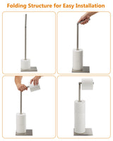 Toilet Paper Holder Stand, Free Standing Toilet Paper Roll Holder with Reserve for Bathroom, Stainless Steel DECLUTTR
