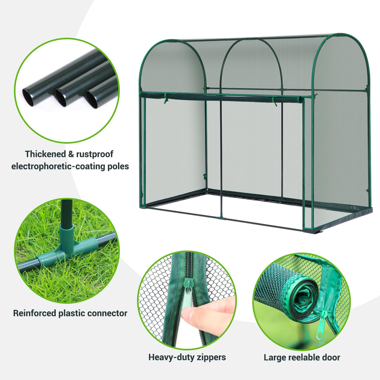 Ohuhu Crop Cages for Garden Plant: 6x3x5 Ft Tent Cage, Plant Netting Cover with Zipper, Garden Bed Cover, Plant Cover from Animal Wind-Resistant Garden Cage for Fruit Vegetable Flower