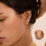 adoyi Gold Hoop Earrings Set for Women Hypoallergenic Surgical Steel Earrings for Women Sensitive Ears, 14K Gold Plated Flat Back Studs Stainless Steel Mini Hoops Earring Lightweight Jewelry