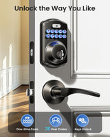 Veise Keyless Entry Door Lock with 2 Lever Handles - Electronic Keypad Deadbolt, Easy Installation Digital Smart Front Door Lock Set, Matte Black