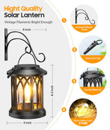 TuyLuxe Solar Lantern Outdoor Lights with Wall Mount Kit, 2 Pack Upgraded Solar Lanterns Outdoor Waterproof, Hanging Solar Lights for Outside Decorative Yard Patio Path Porch Garden Decor