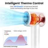 Hair Dryer, 110,000 RPM High-Speed Ionic Blow Dryer for Fast Drying, Professional Lightweight Hairdryer with Diffuser, Magnetic Nozzle, 4 Temps & 2 Speeds, Low Noise for Travel - White