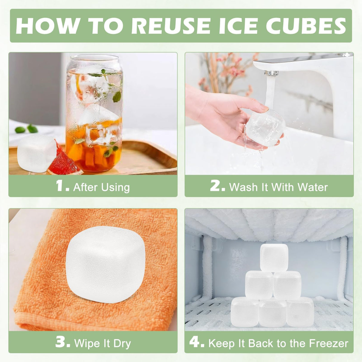 Extra Large Reusable Ice Cubes for Drinks(2” Sq.) - 6 Pack BPA-Free Plastic Ice Cube for Coolers- Chills Drinks Without Diluting Suitable for Large Containers, Water Pitchers