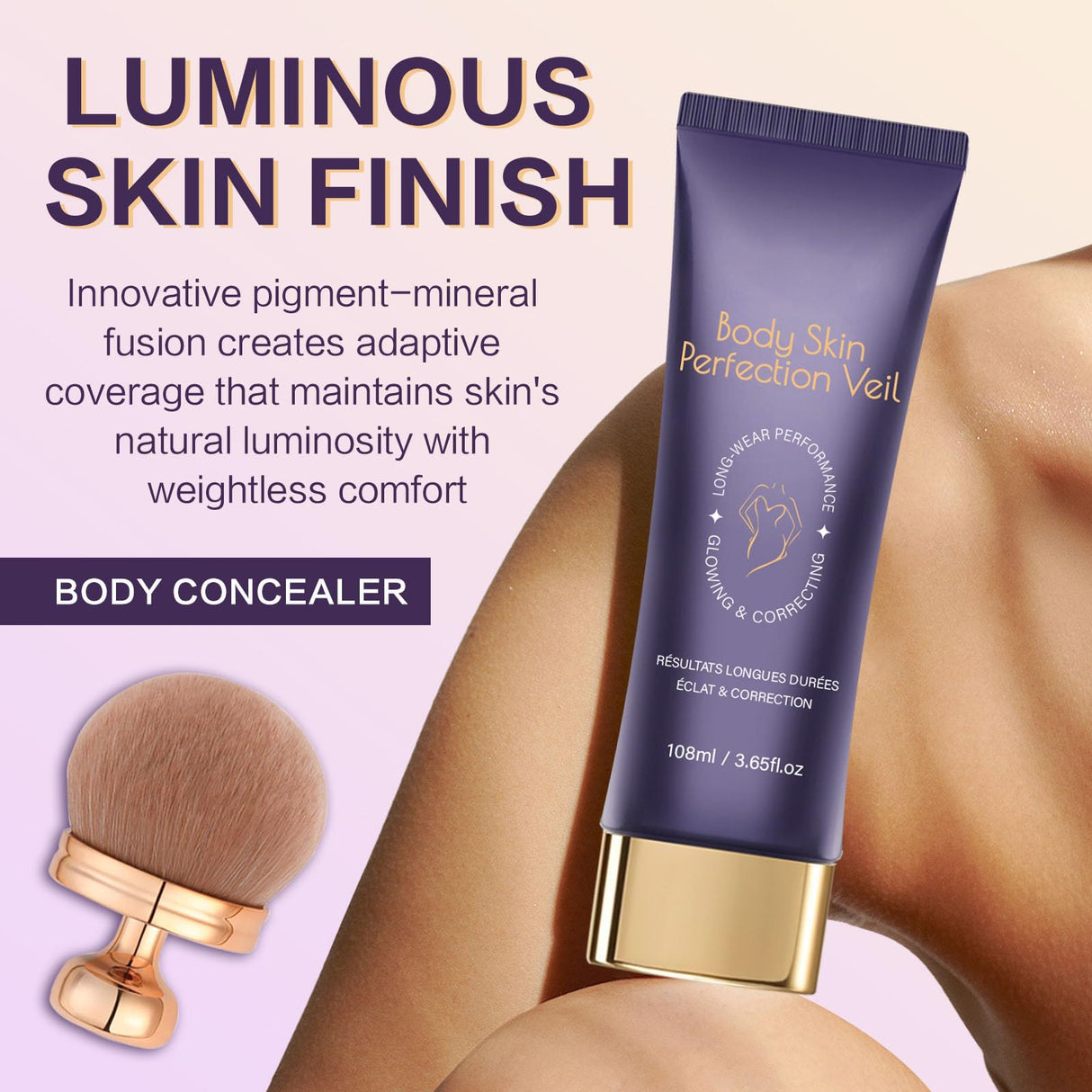 Body Coverage Perfector with Brush | Waterproof Leg & Body Makeup, Tattoo & Scar Cover Up, Long-Lasting Transfer-Resistant Formula, Buildable Full Coverage for All Skin Tones (#01)