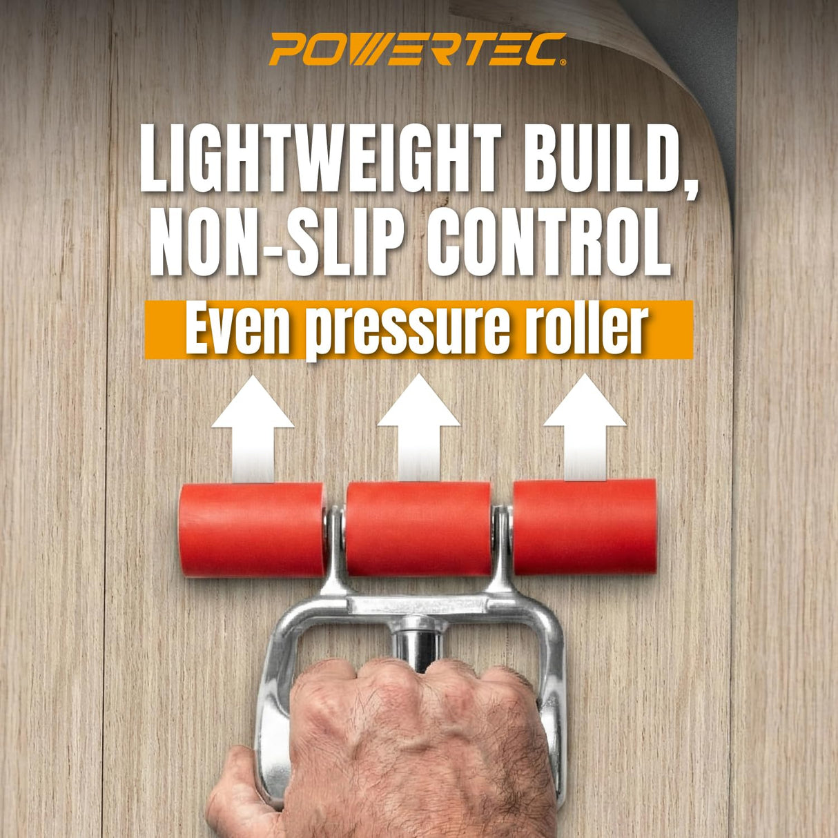 POWERTEC Extendable Floor and Wall Roller for Vinyl Flooring, Tile & Linoleum Roller with Extendable 17" to 27" Handle, 7.5" Wide for LVP, Veneer, Carpet, Wall Coverings, 1PK (71033V)