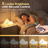 Mubarek Sleepy Cute Cat Gifts - 16-Color Silicone Night Light with Remote