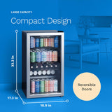 hOmeLabs Beverage Refrigerator and Cooler - 120 Can Mini Fridge with Glass Door for Soda Beer or Wine - Small Drink Dispenser Machine for Office or Bar with Adjustable Removable Shelves