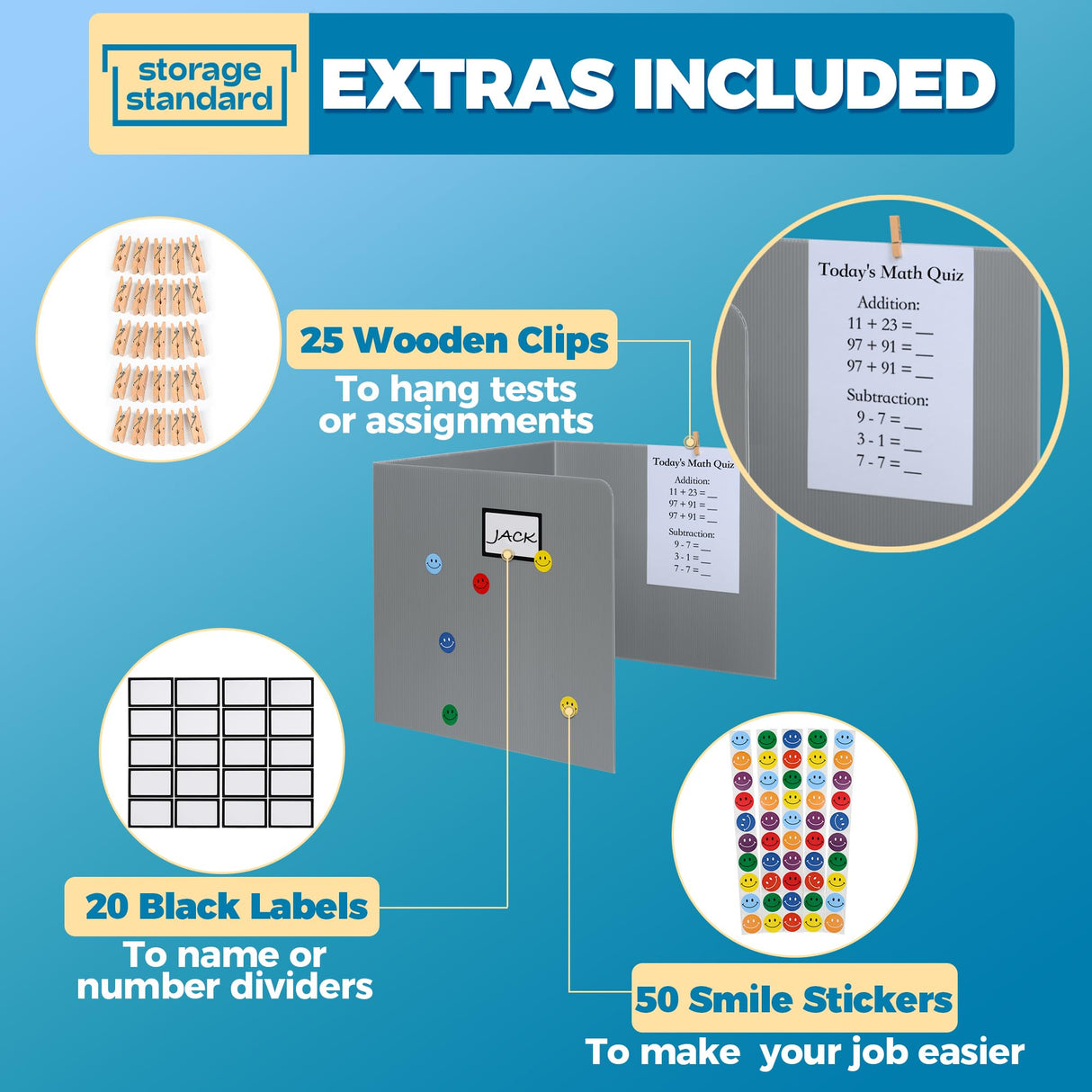 20-Pack Desk Dividers for Students - Durable & Waterproof Plastic Privacy Shield Divider, Classroom Folders Teacher Supplies, Easy-to-Clean Plastic Study Carrel Folder Boards for Student Desks, Grey