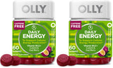 OLLY Daily Energy Gummy,Caffeine Free,Vitamin B12,CoQ10,Goji Berry,Adult Chewable Supplement,Tropical Flavor -,60 Count (Pack of 2)