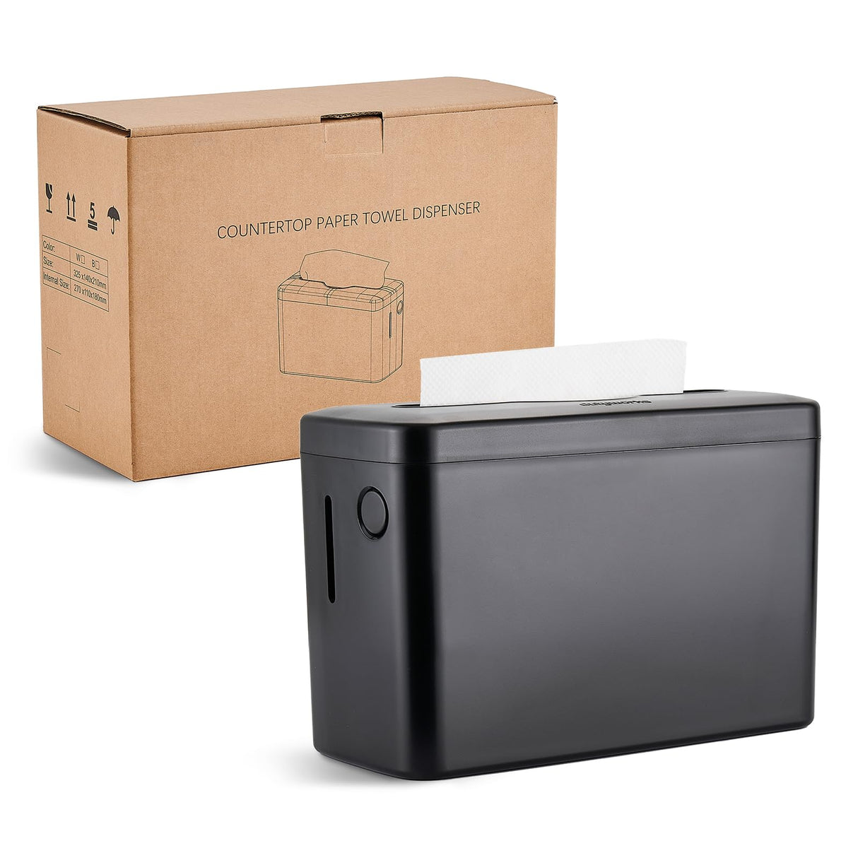 DUTYWORKS Multifold Paper Towel Dispenser Countertop, Commercial Napkin Dispenser for Restaurant, Large Capacity Single-Sheet Hand Towel Dispenser, Paper Towel Holder for Kitchen & Bathroom Black