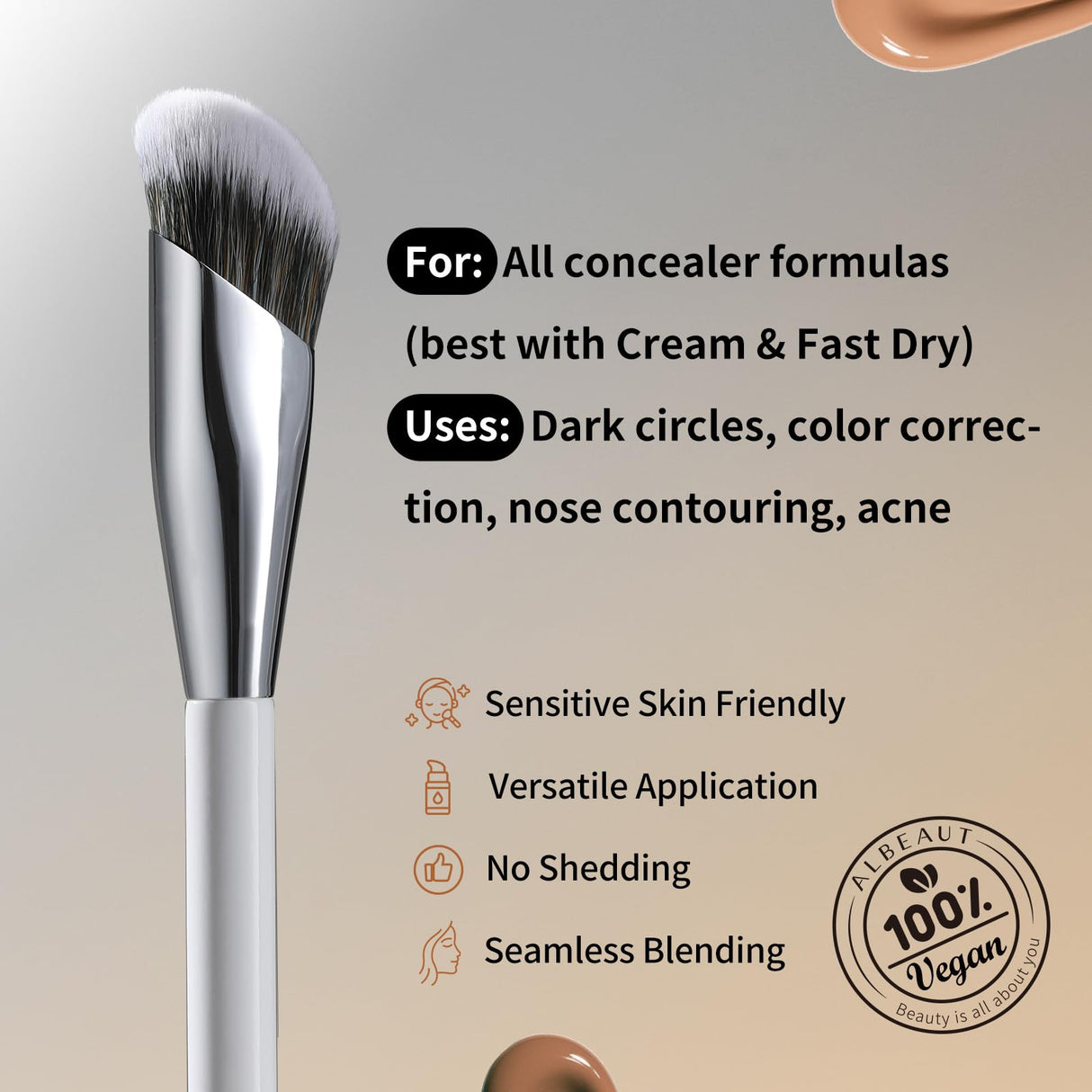 Albeaut Concealer Makeup Brushes 2 PCS Angled Brushes for Liquid, Cream, Stick Concealer Foundation Nose Contour Eyeshadow Blending(193-2pcs)