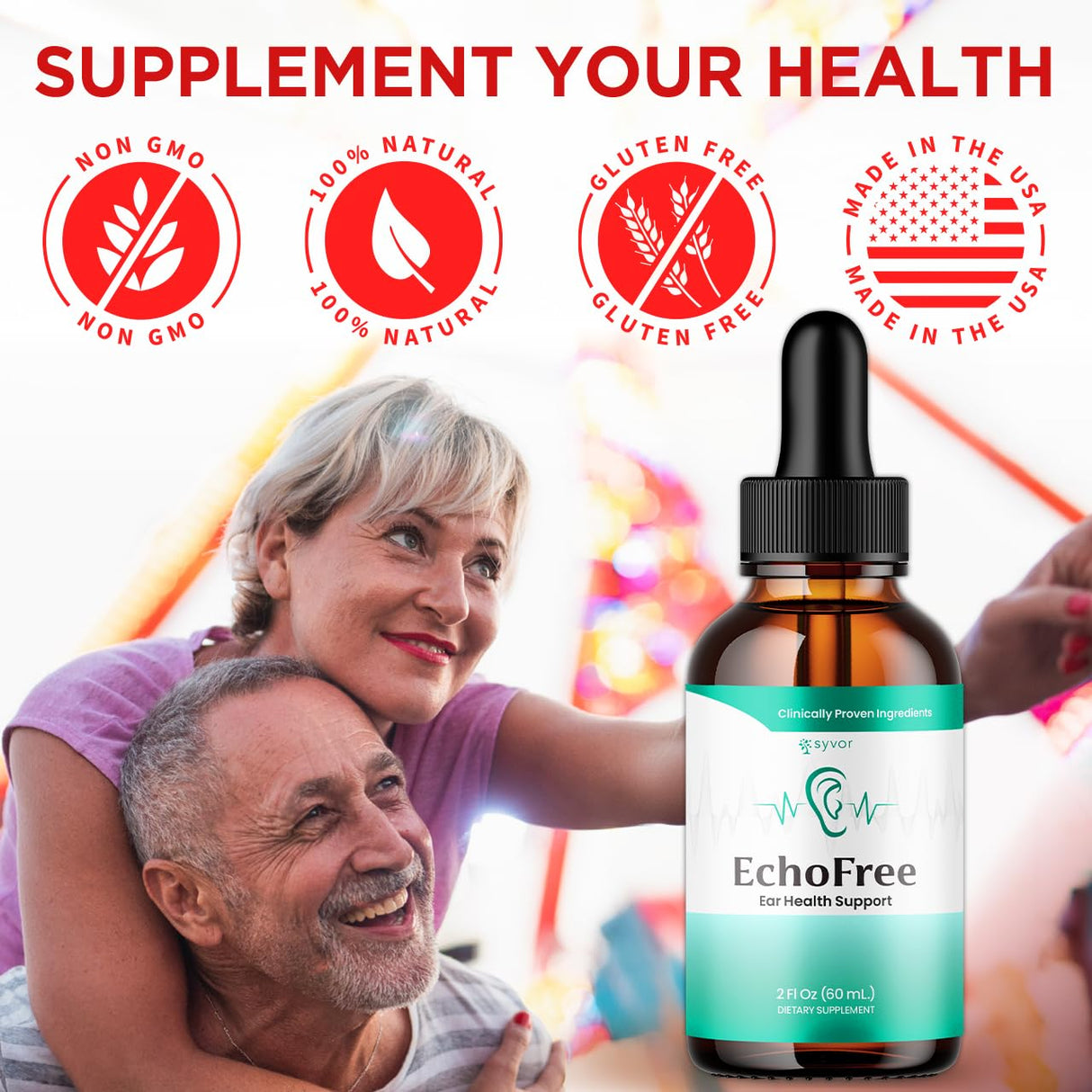 Echo Free Drops, Official Echofree Ear Health Support Liquid Supplement with All Natural Proven Ingedinets, Echo Free Maximum Strength Plant Based Hearing Support for Ringing Ears (30 Servings)