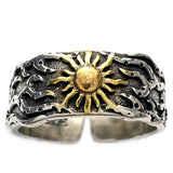 JWM Vintage Adjustable Open Ring Silver Plated Brass Sun Ring