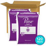 Poise Incontinence Pads & Postpartum Incontinence Pads, 5 Drop Maximum Absorbency, Long Length, 120 Count (2 Packs of 60), Packaging May Vary