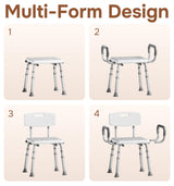 SOUNDFUSE Shower Chair for Inside Shower with Arms and Back, FSA/HSA, Height Adjustable Shower Chair for Elderly and Disabled with Enhanced Non-Slip Feet, 400 lbs Heavy Duty Shower Seat for Seniors