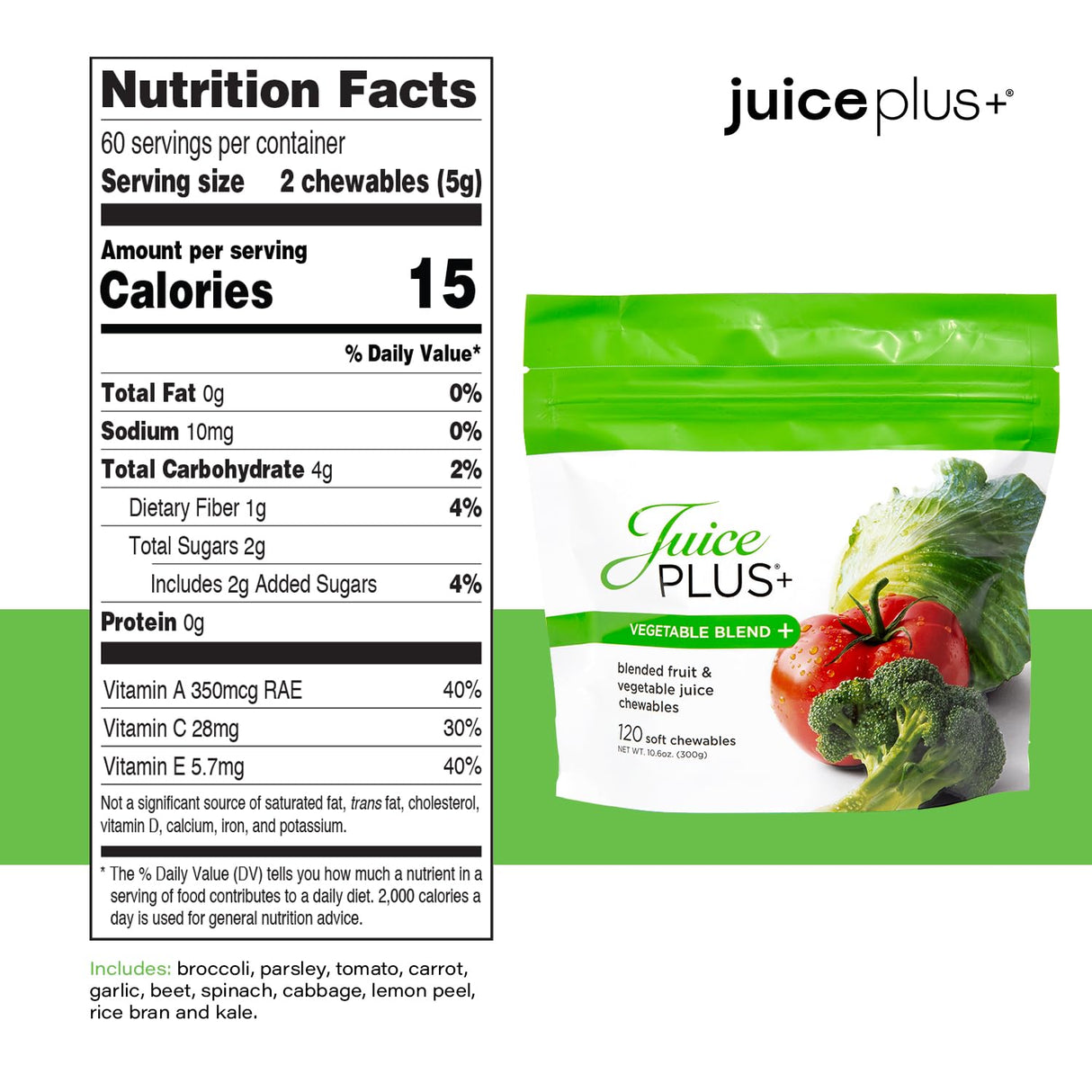 JuicePlus+ Fruit & Vegetable Blend Soft Chews - Tasty Vegan Fruit and Veggie Gummy Vitamins for Adults & Kids - 4 Month Supply (4 Pouches, 30 Chews Each)