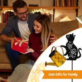 Solar Watering Can Lights, Cat Hanging Lantern Solar Lights Outdoor, Cat Lover Gifts for Mom Women Birthday Mother's Day Christmas, Waterproof Garden Decor Outside Patio Yard Pathway Backyard