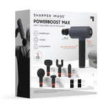 Sharper Image Powerboost Max Massage Gun - 6 Attachments, 7 Speeds, Quiet Motor| Deep Tissue Percussion Massager| Handheld Massage Tool for Back Shoulder Legs Full Body| Muscle Recovery & Pain Relief