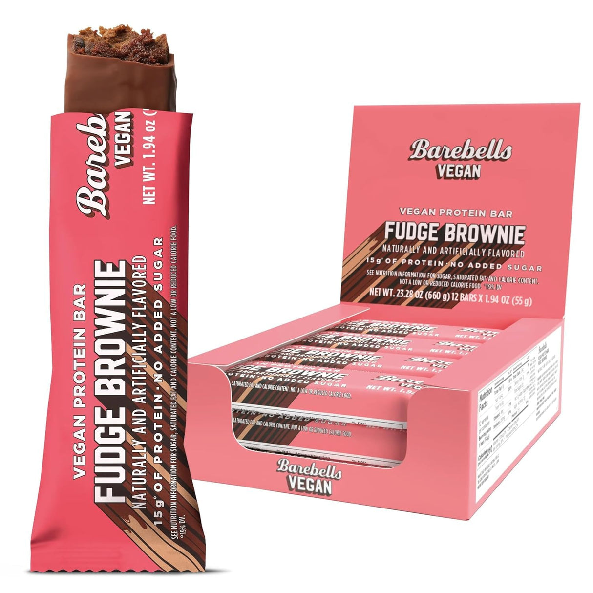 Barebells Protein Bars - Protein Snacks with High Protein - Chocolate Protein Bars - Perfect on The Go Protein Snack & Breakfast Bars (12 Count (Pack of 1), Plant Based - Fudge Brownie)