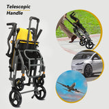 WHLICKS Wheelchairs for Adults Transport Chair Lightweight Foldable with Telescopic Handle, 19.4lbs Portable Folding Travel Wheel Chairs for Seniors