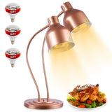 Food Heat Lamp: [Rapid-Heating Bulbs Included] [Steady Heating] Commercial Food Warmer Lamp, Electric Heat Lamp for Food Catering Food Warming Lamp for Buffet Parties (Painted Copper, 32" (2-Head))